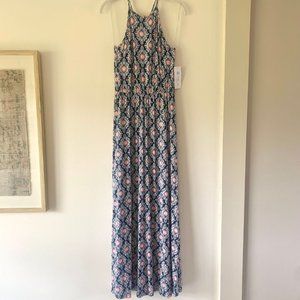 French Grey High Neck Maxi Dress Small